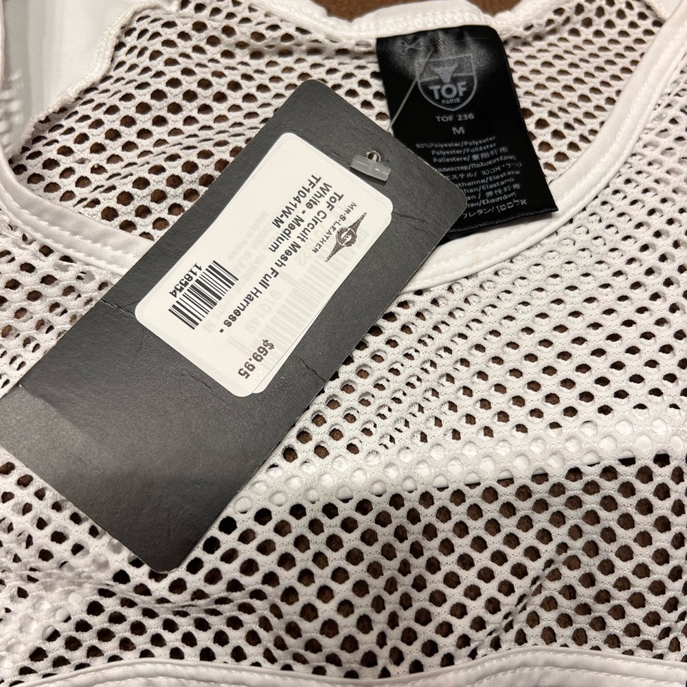 TOF Paris Chest Full Harness Mesh White Crop Top Rave Disco Fetish GoGo Sz M NWT - Picture 3 of 10